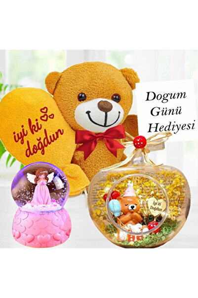 rk tasarım Doğum Günü Hediyesi Işıklı Teraryum & İyiKi Doğdun Balonlu Ayıcık ...