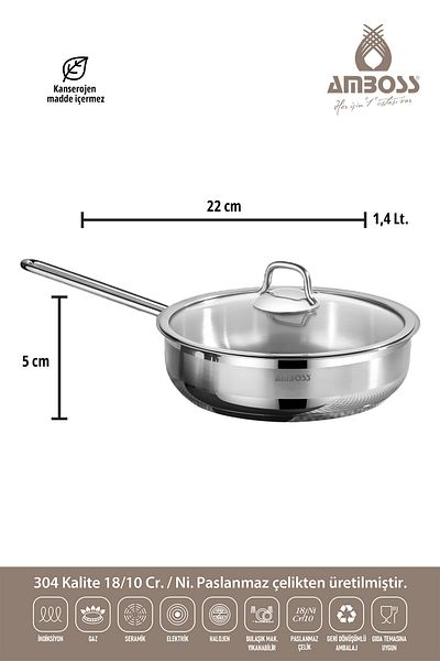 Amboss Saphire Stainless Steel 4-Piece Pan Set with Glass Lid