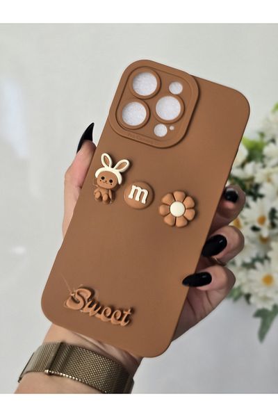 Magic Ring جراب سيليكون ملون متوافق مع Iphone 16 PRO MAX متوافق مع حافظة سيليكون ملونة مع دمية دب ثلاثية الأبعاد ولعبة