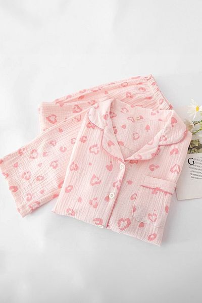 PEMBİŞ HOMEWEAR Beatiful Crinkle Love Knitted Special Fabric Pajama Set