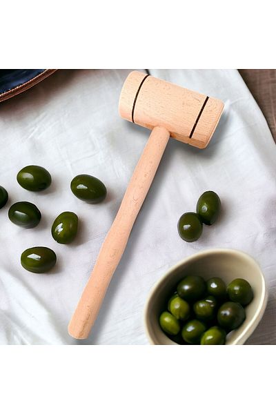Dnz Olive Walnut Hazelnut Crusher - Handmade Large Wooden Mallet