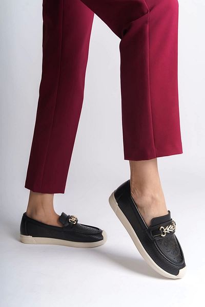 TB Terzi Bey Lily Laceless Orthopedic Άνετη Σόλα Παπούτσια Μπαλαρίνας με μοτίβο λουλουδιών Kt Μαύρο