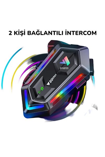 Dynego Y20 MAX Telsiz Özellikli 5.3 Motosiklet Kask Kulaklık Intercom Işıklı Motorsiklet Interkom