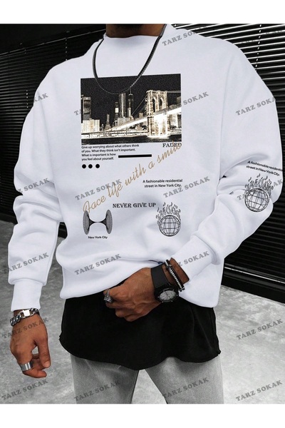 Tarzsokak Y2K SEZON NOU SSWEAT HARAJUKA KUROMİ COD RETRO 1583 Alb