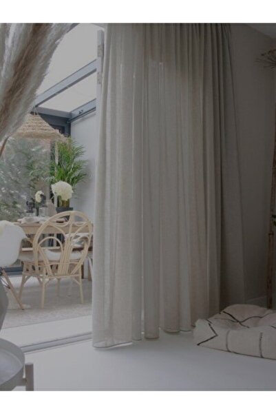 Ran Perde İnce Tül Fon Perde – Bej - Pileli Dikim -İnce Dokulu - 1 Adet