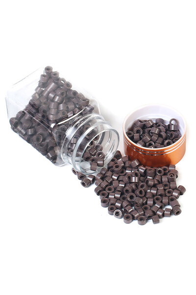 Generic Brand Silicone Hair Extension Beads / Light Brown