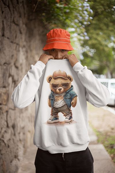 SUNFREE Φούτερ BB Bear με στάμπα λευκό oversize