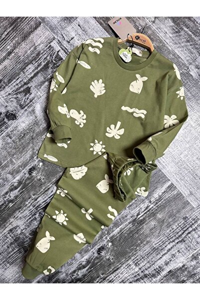 CANDA Boy's Leaf Patterned Pajama Set