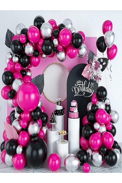 parti uzmanı Set de lanțuri cu baloane negre, fucsia și argintii