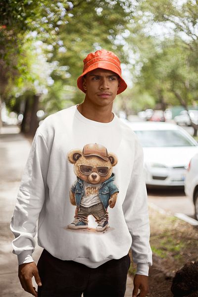 SUNFREE Φούτερ BB Bear με στάμπα λευκό oversize