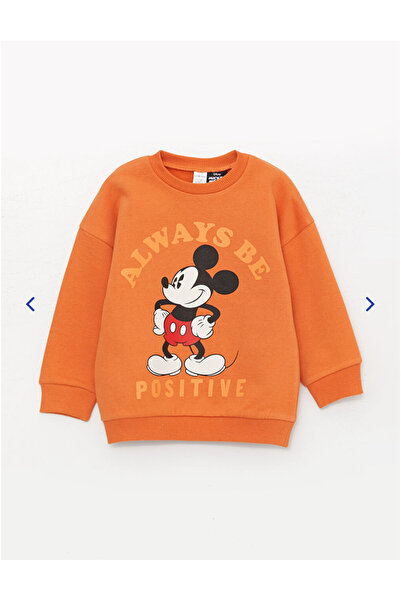 LC Waikiki Bisiklet Yaka Uzun Kollu Mickey Mause Baskılı Bebek Sweatshirt