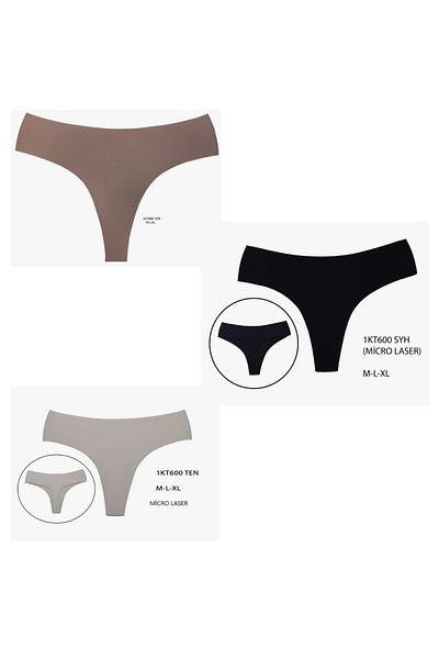 İNSPİRA Micro tanga cu snur tăiat cu laser Micro țesătură Pachet de 3 piele de nurcă neagră Textura nu este similară cu nailon