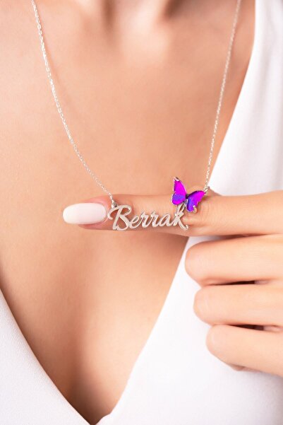 Violansia 925 Ayar Gümüş Isimli Mor Kelebek Kolye