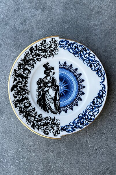 porselenden Vanessa İki Desenli Porselen 2 Kişilik Kahve Fincan Takımı Mavi Siyah