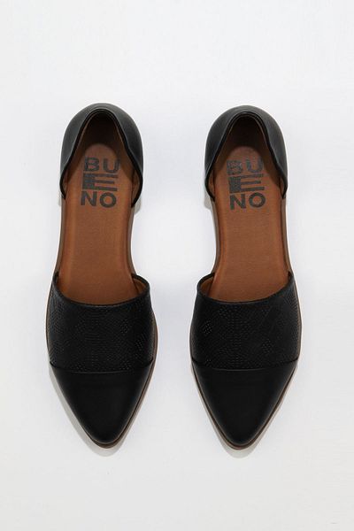 BUENO Balerini de damă din piele neagră - model plat 01wn0101