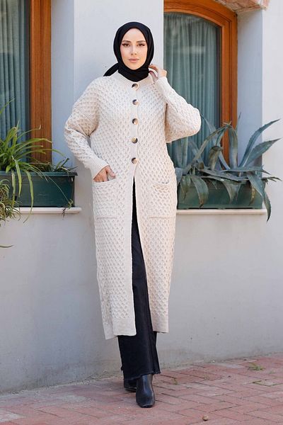 Pamuk Butik Γυναικεία Πλεκτή Ζακέτα με Κουμπιά Κλείσιμο Τσέπης