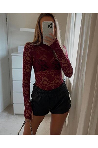 NEW STATION New Statıon transparan dantel bluz