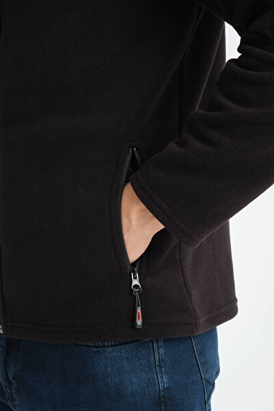 H&A İSTANBUL Erkek Tam Fermuar Softshell Garnili Polar Sweatshirt 3 cepli göğüs kısmı su ve ruzgar geçirmez