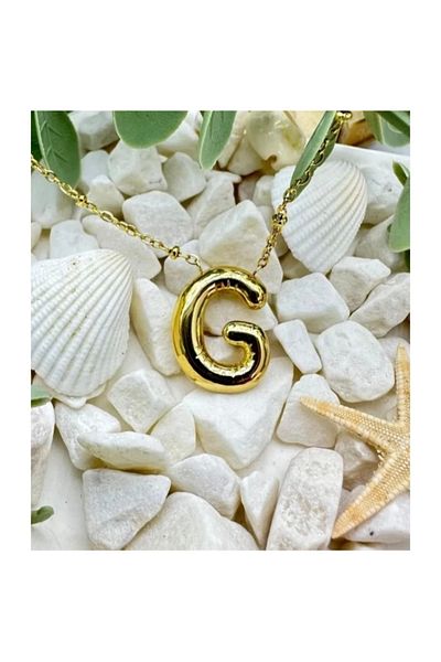 ilvesa shop Steel Gold g Balloon Letter Necklace