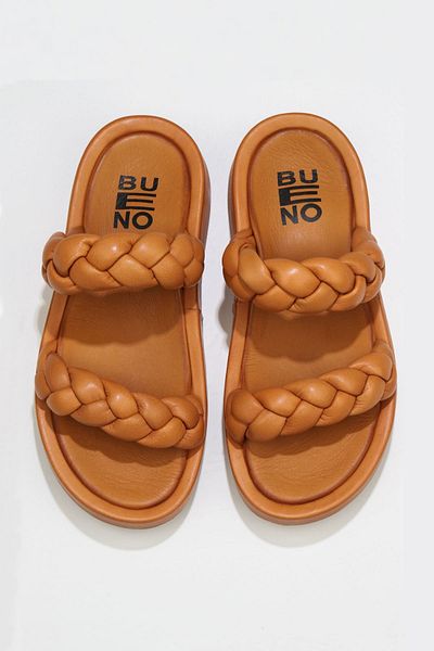 Bueno Shoes Дамски чехли от естествена кожа с клин - 01wu4640