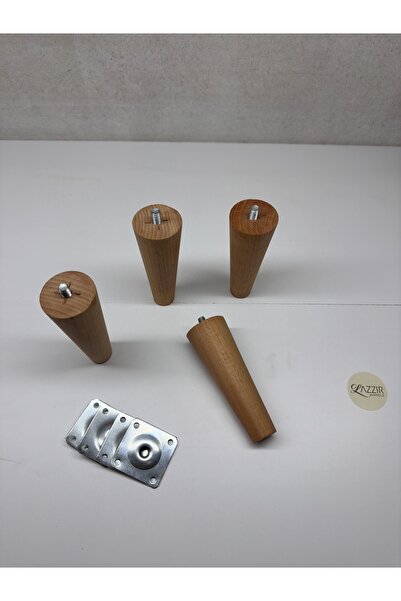 lazzir handle Wooden Conical Leg 5 cm Diameter 12 cm Height - Set of 4 Legs Including Mounting Equipment