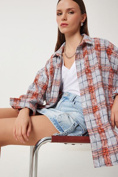 Lovelyİstanbul Cămașă țesătă în carouri jacquard - șardonlu, GRI LTO0036