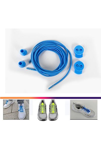 AiryFooT Smart Laces, Practical Elastic Shoelaces 100 Cm (Blue)
