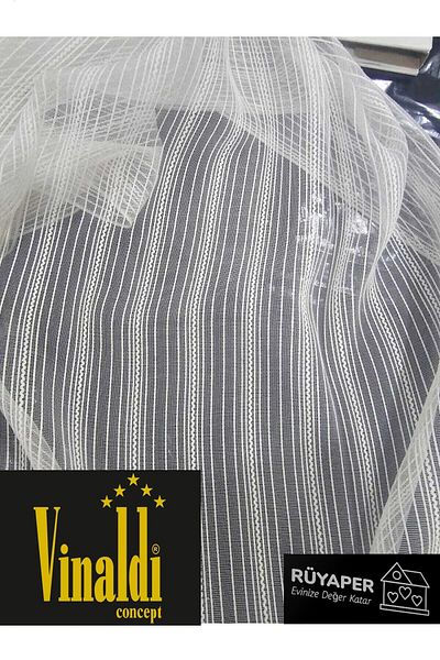 Vinaldi Rüyaper - Chain Patterned Tulle Curtain Suitable for Every Room, Heavy Gramage Pasta