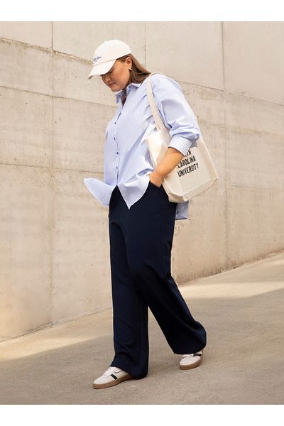ALİA Big B. Cotton Blouse / Shirt - White / Blue - Alia