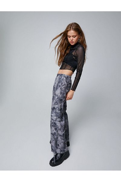 Koton Cargo Pants with Big Pockets and Elastic Waist