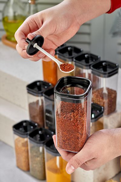 Silkyra Transparent Crystal Spice Holder - Practical Spoon Holder, 300ml Volume, 1 Piece