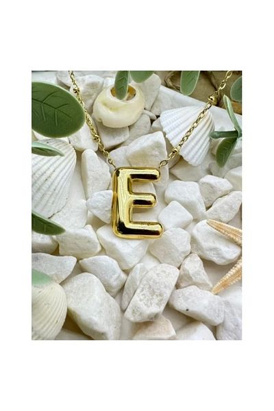 ilvesa shop Steel Gold E Balloon Letter Necklace