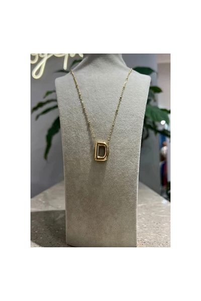 ilvesa shop Steel Gold D Balloon Letter Necklace