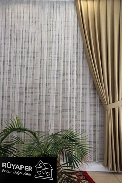 RÜYAPER New Season - Twisted Striped Tulle Curtain Suitable for All Rooms, Heavy Gramage and Tight Pleated