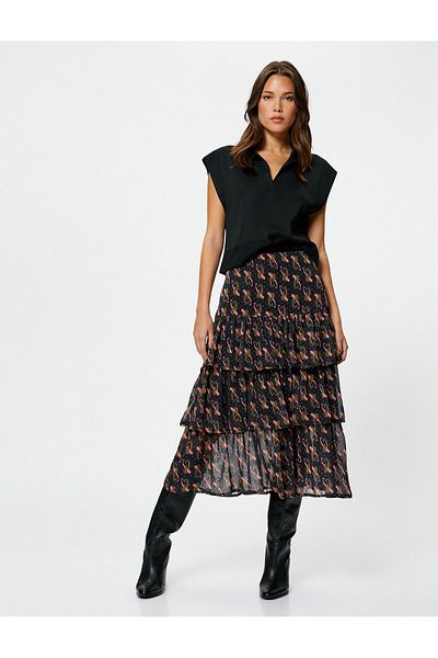 Koton Fustă midi Sifon Volant Talie Normala