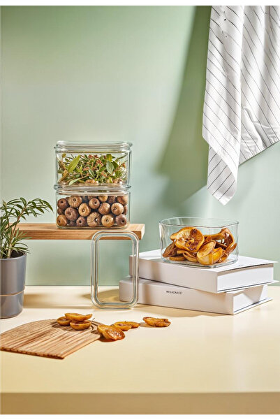 Turkco حاوية تخزين بلاستيكية سعة 1 لتر من كريستال كلير - سدادة سيليكون مفرغة،...