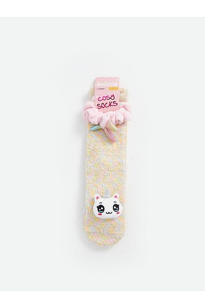 LC Waikiki Lcwk Бродирани домашни чорапи и катарама за момиче