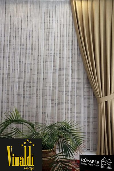 Vinaldi Rüyaper - Twisted Striped, Heavy Gramaged Tulle Curtain Suitable for All Rooms