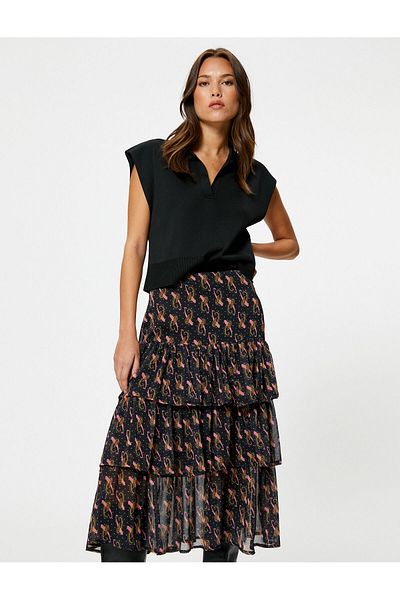 Koton Fustă midi Sifon Volant Talie Normala