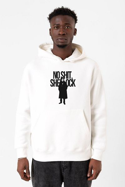 Tshirthane Sherlock No Shit Sherlock White Men's 3ip Hooded Sweatshirt