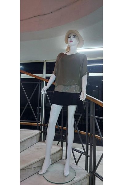 Bohem Stil Μεταξωτή μπλούζα με παγιέτες ιταλικής νυχτερίδας