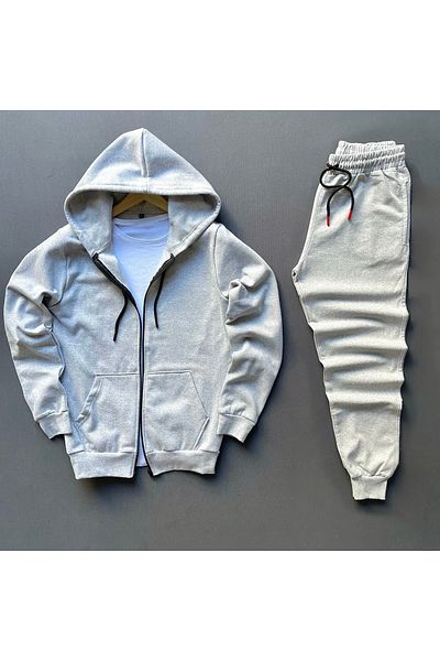 Risil-Nu Company New Season Cotton Hooded Hooded Pocket Sweat Jacket and Sweatpants 2-Piece Set
