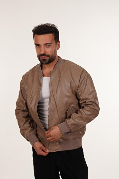 SCSARVİN Düz Yaka Ribanalı Fermuarlı Deri Ceket PNC 5014