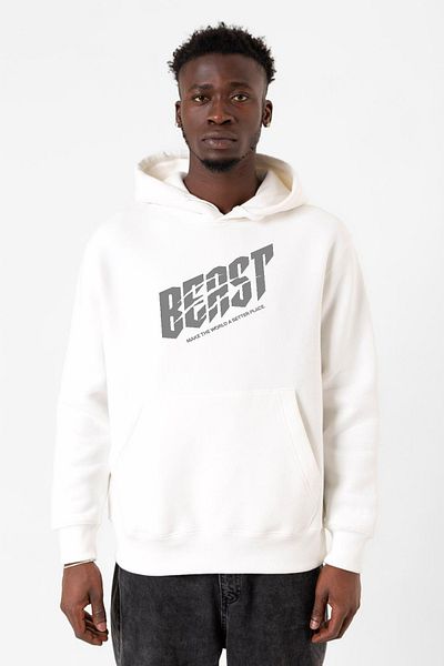 Tshirthane Hanorac cu glugă 3ip pentru bărbați Mr Beast Make The World White