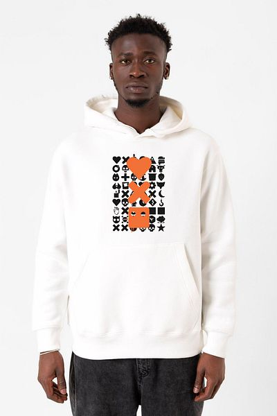 Tshirthane Ανδρικό φούτερ με κουκούλα 3 ιντσών Love Death Robots Orange White