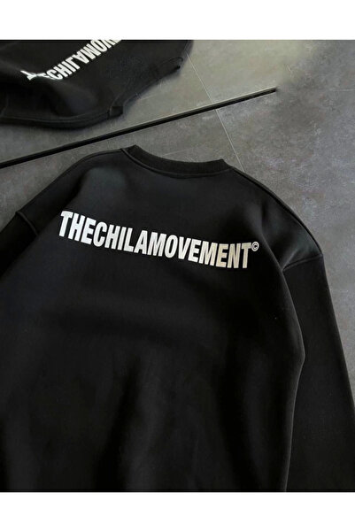 ALPACO mrpurple Hanorac oversize cu imprimeu pentru iarnă - negru