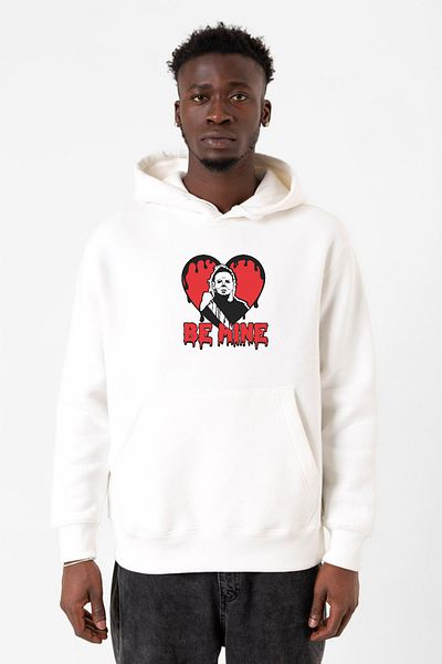 Tshirthane Be Mine Michael Myer Λευκό ανδρικό φούτερ με κουκούλα 3 κορδονιών