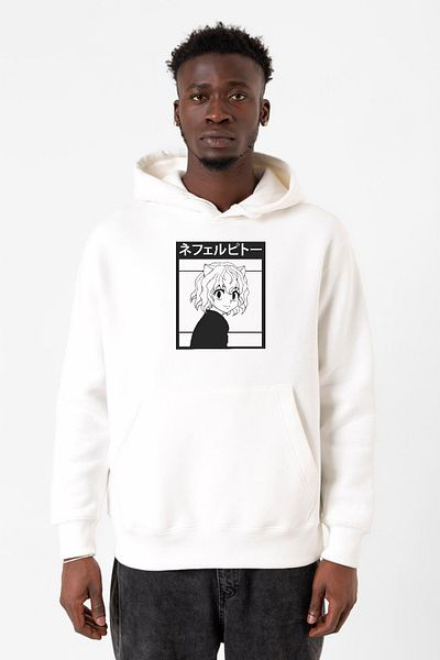 Tshirthane Φούτερ με κουκούλα Hunter X Hunter Anime Neferpitou White ανδρικό φούτερ με κουκούλα 3 καλωδίων