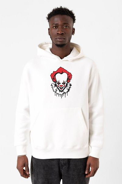 Tshirthane Ανδρικό φούτερ με κουκούλα Pennywise Face White 3ip