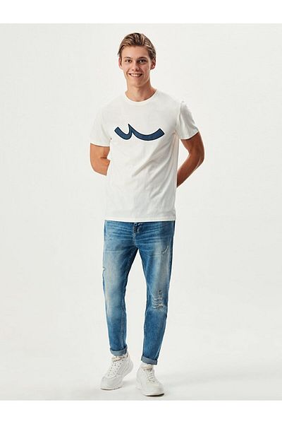 Ltb Creme Crew Neck T-Shirt with Logo